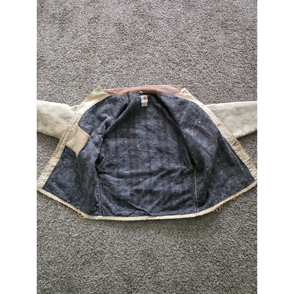 Vintage Carhartt Faded Brown Chore Jacket Size L Blanket Lined - Picture 2 of 13